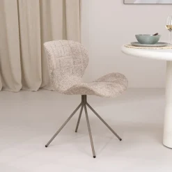 Zuiver Chenille Eetkamerstoelen|Eetkamerstoelen Zonder Armleuning|Eetkamerstoel OMG Chenille Beige