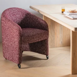 WOOOD Eetkamerstoelen Met Armleuning|Eetkamerstoel op wielen Cordo Melange stof