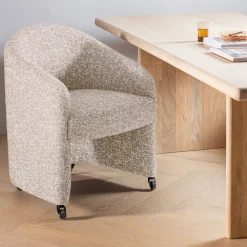WOOOD Eetkamerstoelen Met Armleuning|Eetkamerstoel op wielen Cordo Melange stof
