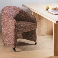 WOOOD Eetkamerstoelen Met Armleuning|Eetkamerstoel op wielen Cordo Melange stof