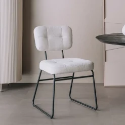 Tower Living Eetkamerstoelen Bouclé / Teddy|Eetkamerstoelen Zonder Armleuning|Eetkamerstoel Padola Bouclé