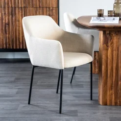 Eleonora Beige Eetkamerstoelen|Eetkamerstoelen Met Armleuning|Eetkamerstoel Paul