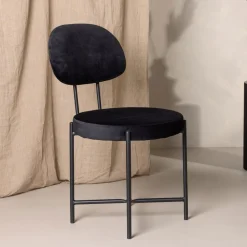Nohr Eetkamerstoelen Velvet / Fluweel|Eetkamerstoelen Zonder Armleuning|Eetkamerstoel Price Velvet, kleur Zwart