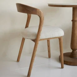 Rivièra Maison Eetkamerstoelen Zonder Armleuning|Eetkamerstoel Puglia Eikenhout en stof Fabulous Flax