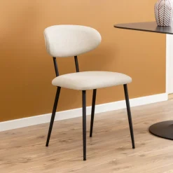 Bendt Beige Eetkamerstoelen|Eetkamerstoelen Zonder Armleuning|Eetkamerstoel Puja Stof