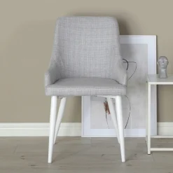 Nohr Eetkamerstoelen Met Armleuning|Eetkamerstoel Quennel Wit onderstel Lichtgrijs