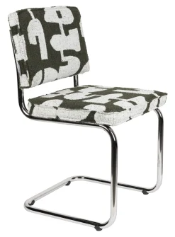 Zuiver Eetkamerstoelen Zonder Armleuning|Eetkamerstoel Ridge Deco, Geweven stof, kleur Groen