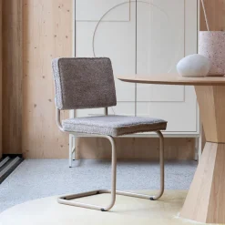 Zuiver Beige Eetkamerstoelen|Eetkamerstoelen Bouclé / Teddy|Eetkamerstoel Ridge Soft, Bouclé