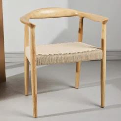 Nohr Eetkamerstoelen Met Armleuning|Eetkamerstoel Riko Rubberhout en touw