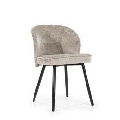 Eleonora Chenille Eetkamerstoelen|Eetkamerstoelen Zonder Armleuning|Eetkamerstoel Riley Chenille Taupe