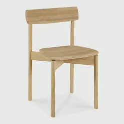 Ethnicraft Eetkamerstoelen Zonder Armleuning|Eetkamerstoel Risu Gevernist Eikenhout, kleur Naturel