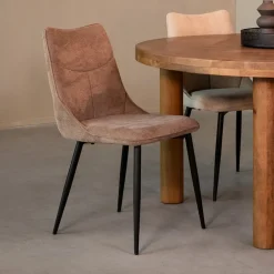 LABEL51 Beige Eetkamerstoelen|Eetkamerstoelen Zonder Armleuning|Eetkamerstoel Riv Cato stof
