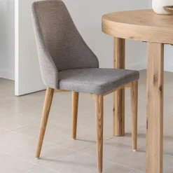 Kave Home Beige Eetkamerstoelen|Eetkamerstoelen Zonder Armleuning|Eetkamerstoel Rosie Chenille