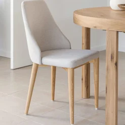 Kave Home Beige Eetkamerstoelen|Eetkamerstoelen Zonder Armleuning|Eetkamerstoel Rosie Chenille