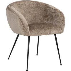 Richmond Interiors Chenille Eetkamerstoelen|Eetkamerstoelen Met Armleuning|Eetkamerstoel Ruby Chenille Taupe