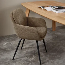 WOOOD Eetkamerstoelen Met Armleuning|Eetkamerstoel Runa Chenille