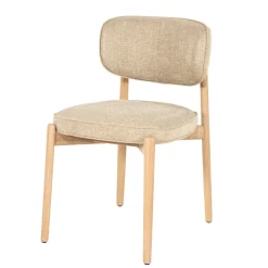 Eleonora Eetkamerstoelen Zonder Armleuning|Eetkamerstoel Rune Stof en eikenhout