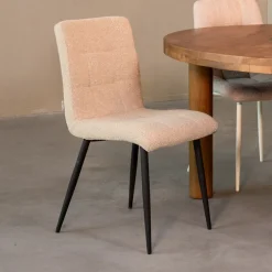 LABEL51 Eetkamerstoelen Bouclé / Teddy|Eetkamerstoelen Zonder Armleuning|Eetkamerstoel Sam Bouclé