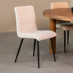 LABEL51 Eetkamerstoelen Bouclé / Teddy|Eetkamerstoelen Zonder Armleuning|Eetkamerstoel Sam Bouclé