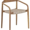 MUST Living Terrasstoelen|Beige Eetkamerstoelen|Eetkamerstoel Santiago Teakhout en touw