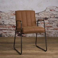 Tower Living Eetkamerstoelen Met Leer Of Kunstleer|Eetkamerstoelen Met Armleuning|Eetkamerstoel Santo met armleuning, kleur Bruin