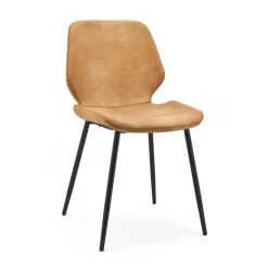 By-Boo Eetkamerstoelen Met Leer Of Kunstleer|Eetkamerstoelen Zonder Armleuning|Eetkamerstoel Seashell Cognac