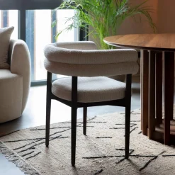 Dutchbone Eetkamerstoelen Met Armleuning|Eetkamerstoel Sela Geweven stof, kleur Off White