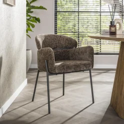 LifestyleFurn Eetkamerstoelen Met Armleuning|Eetkamerstoel Shallen Geweven stof
