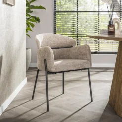 LifestyleFurn Eetkamerstoelen Met Armleuning|Eetkamerstoel Shallen Geweven stof