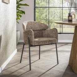 LifestyleFurn Eetkamerstoelen Met Armleuning|Eetkamerstoel Shallen Geweven stof
