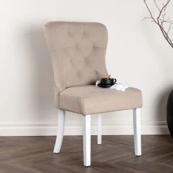 Nohr Beige Eetkamerstoelen|Eetkamerstoelen Zonder Armleuning|Eetkamerstoel Sibyl Linnen, kleur Beige