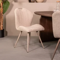 LABEL51 Eetkamerstoelen Zonder Armleuning|Eetkamerstoelen Bouclé / Teddy|Eetkamerstoel Silly Bouclé, kleur /Taupe Naturel
