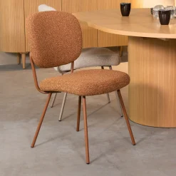 LABEL51 Eetkamerstoelen Bouclé / Teddy|Eetkamerstoelen Zonder Armleuning|Eetkamerstoel Singapore Bouclé