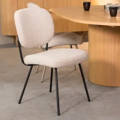 LABEL51 Eetkamerstoelen Bouclé / Teddy|Eetkamerstoelen Zonder Armleuning|Eetkamerstoel Singapore Bouclé