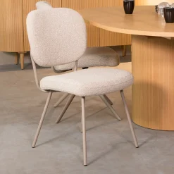 LABEL51 Eetkamerstoelen Bouclé / Teddy|Eetkamerstoelen Zonder Armleuning|Eetkamerstoel Singapore Bouclé