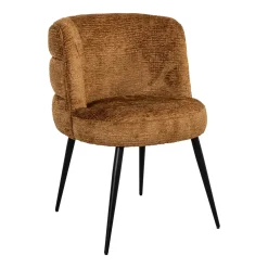 Richmond Interiors Chenille Eetkamerstoelen|Eetkamerstoelen Zonder Armleuning|Eetkamerstoel Stella Chenille, kleur Cognac