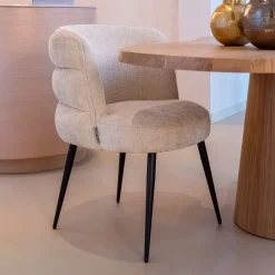 Richmond Interiors Chenille Eetkamerstoelen|Beige Eetkamerstoelen|Eetkamerstoel Stella Chenille