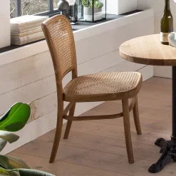 Artistiq Living Eetkamerstoelen Zonder Armleuning|Eetkamerstoel Takeshia Teak en rotan