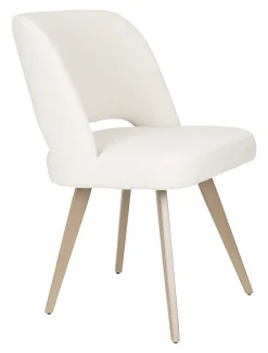 ZILT Chenille Eetkamerstoelen|Eetkamerstoelen Zonder Armleuning|Eetkamerstoel Tanesha Chenille, kleur Wit