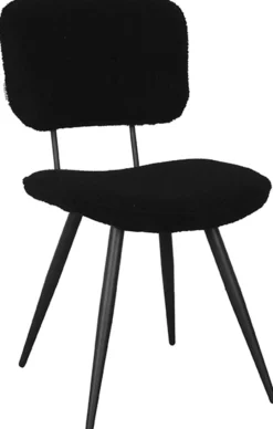 LABEL51 Eetkamerstoelen Bouclé / Teddy|Eetkamerstoelen Zonder Armleuning|Eetkamerstoel Ted Teddy Zwart