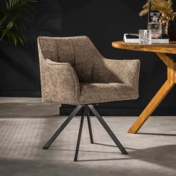 LifestyleFurn Eetkamerstoelen Bouclé / Teddy|Draaibare Eetkamerstoelen|Eetkamerstoel Thandie Bouclé