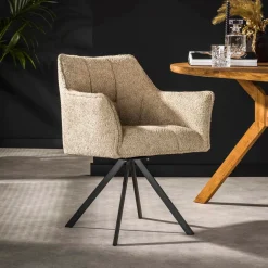 LifestyleFurn Eetkamerstoelen Bouclé / Teddy|Draaibare Eetkamerstoelen|Eetkamerstoel Thandie Bouclé