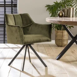 LifestyleFurn Eetkamerstoelen Velvet / Fluweel|Beige Eetkamerstoelen|Eetkamerstoel Thandie Velvet, Draaibaar