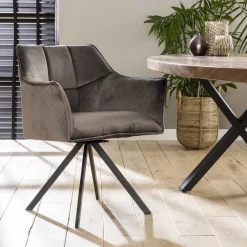 LifestyleFurn Eetkamerstoelen Velvet / Fluweel|Beige Eetkamerstoelen|Eetkamerstoel Thandie Velvet, Draaibaar