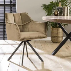 LifestyleFurn Eetkamerstoelen Velvet / Fluweel|Beige Eetkamerstoelen|Eetkamerstoel Thandie Velvet, Draaibaar