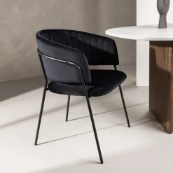 Nohr Eetkamerstoelen Velvet / Fluweel|Eetkamerstoelen Met Armleuning|Eetkamerstoel Tiffannie Velvet, kleur Zwart