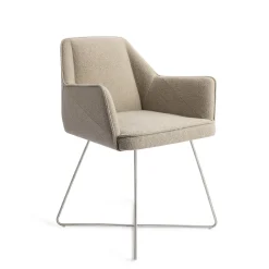 Jesper Home Beige Eetkamerstoelen|Eetkamerstoelen Met Armleuning|Eetkamerstoel Tome Cross Steel