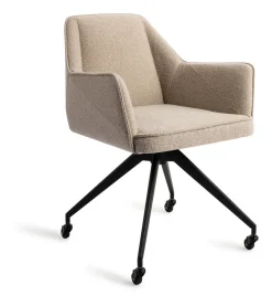 Jesper Home Beige Eetkamerstoelen|Eetkamerstoelen Met Armleuning|Eetkamerstoel Tome Glide Black