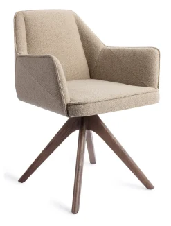 Jesper Home Beige Eetkamerstoelen|Draaibare Eetkamerstoelen|Eetkamerstoel Tome Revolve Oak Walnut