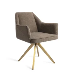 Jesper Home Beige Eetkamerstoelen|Draaibare Eetkamerstoelen|Eetkamerstoel Tome Turn Gold